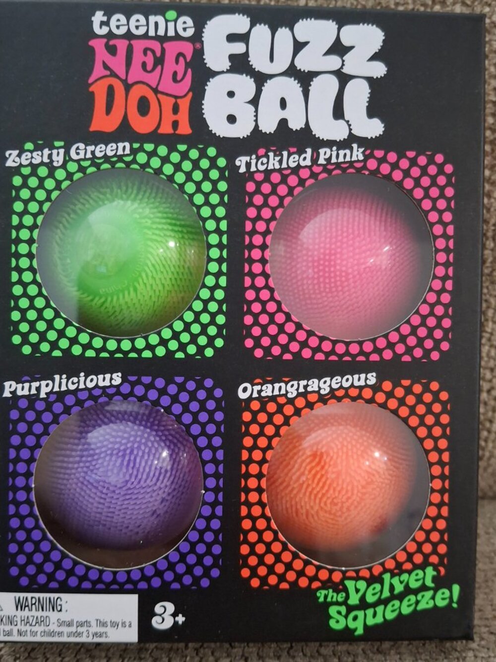 Authentic! NeeDoh Teenie Fuzz Ball 4 Pack, Fast Ship